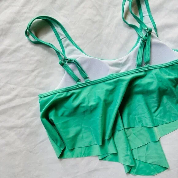 New Without Tags Turquoise Swim Top Flowy Tankini Swimsuit Size L - Picture 5 of 7